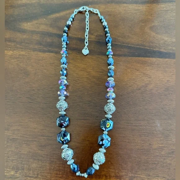 Dark Jewel Tone Faceted Bead Necklace | Statement Glam Jewelry - Picture 3 of 5